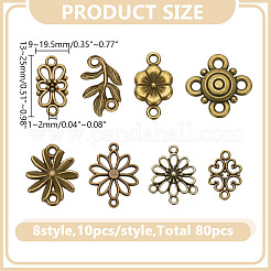 80Pcs 8 Styles Alloy Connector Charms&nbsp;FIND-AR0005-82A