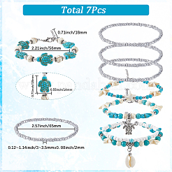 7Pcs Cowrie Shell Multi-strand Bracelets Sets&nbsp;BJEW-SC0001-50