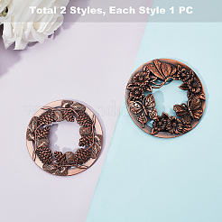 亜鉛合金キャンドルの蓋  キャンドルトッパー  ジャーキャンドルアクセサリー  蝶の模様  フラットラウンド  ニッケルフリー  赤銅鉱  82x12mm  内径：68mm  2個/セット&nbsp;PALLOY-PH0013-63R-NF