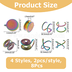 8Pcs 4 Styles Stainless Steel Cuff Earrings&nbsp;EJEW-HS0001-10MC