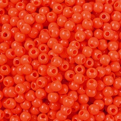 不透明なアクリルビーズ  ラウンド  レッドオレンジ  4x3.5mm  穴：1.6mm  約18000個/500g&nbsp;SACR-A007-01A-02