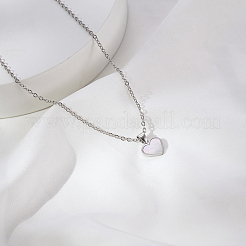 Natural White Shell 304 Stainless Steel Heart Pendant Necklaces for Women&nbsp;BL5235-1