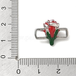 真鍮エナメルコネクターチャーム  バラの花のリンク  カドミウムフリー＆鉛フリー  ラックめっき  長持ちメッキ  プラチナ  13.5x18x8.5mm  穴：3x4.3mm&nbsp;KK-CBA4231-01B-P