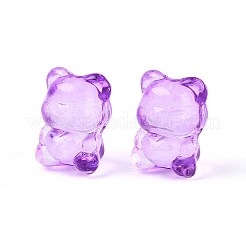 ベーキングペイント透明ガラスビーズ  ハートで耐える  ミディアム蘭  20~20.5x14.5~15x13.5~14mm  穴：1.5~1.6mm&nbsp;DGLA-N018-02G