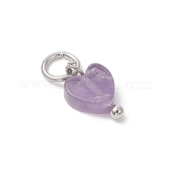 Natural Mixed Gemstone Heart Charms&nbsp;PALLOY-JF04905-02