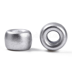 スプレー塗装されたプラスチックビーズ  バレル  銀メッキ  9x6mm  穴：3.8mm  約1896個/499g&nbsp;LS-KY-T025-01-G03