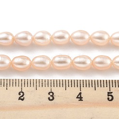 天然養殖淡水パールビーズ連売り  ライス  グレード5 A  桃パフ  4~5mm  穴：0.6mm  約26~27個/連  7.09''~7.28''（18~18.5センチメートル）&nbsp;PEAR-P062-06G