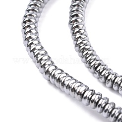 非磁性合成ヘマタイトビーズ連売り  グレードA  ロンデル  プラチナメッキ  4x2mm&nbsp;G-C124-4x2mm-2