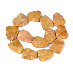 天然石モッカイトビーズ連売り  ナゲット  23~32.5x23~27.5x4.5~8mm  穴：0.8~1.2mm  約13個/連  15.35~15.75''（39~40センチメートル）&nbsp;G-T143-20C
