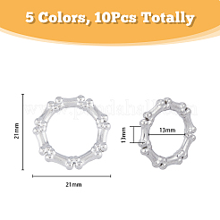 10個 5色 304ステンレススチール リンキングリング  模造骨ビーズ七角形リング  ミックスカラー  21x21x2.5mm  内径：13mm  2個/色&nbsp;STAS-DC0013-02
