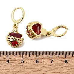 Heart Brass Brass Micro Pave Cubic Zirconia Hoop Earrings&nbsp;EJEW-P333-10A-G