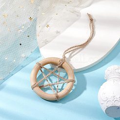 Ring with Star Wood Pendant Decoration&nbsp;HJEW-JM02200