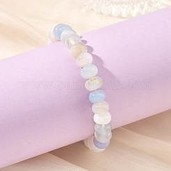 8mm天然縞瑪瑙（染色・加熱処理済み）ロンデルビーズを使用した伸縮性ブレスレット  ブルー  内径：2.17インチ（5.5cm）&nbsp;BJEW-JB14424