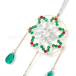 Christmas Theme Snowflake Glass Beaded Hanging Ornaments&nbsp;HJEW-TA00184