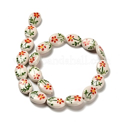 Flower Theme Printed Handmade Porcelain Beads&nbsp;LAMP-D303-06E-03