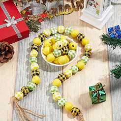 Painted Natural Wood Beads&nbsp;WOOD-SZ0001-09