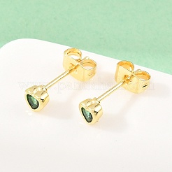 Brass Micro Pave Cubic Zirconia Stud Earrings&nbsp;EJEW-F405-22A-G