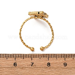 304ステンレススチール製エナメル調節可能な女性用カフリング  ラウンド  18KGP本金メッキ  ラウンド：16.5x13mm  usサイズ9 3/4(19.5mm)&nbsp;RJEW-F194-08G