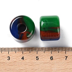 レジンヨーロピアンビーズ  大穴ビーズ  コラム  カラフル  13.5~14x17~17.5x17~17.5mm  穴：6mm&nbsp;RESI-U009-01A-02