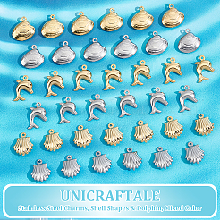 48Pcs 6 Style 304 Stainless Steel Charms&nbsp;STAS-UN0054-81