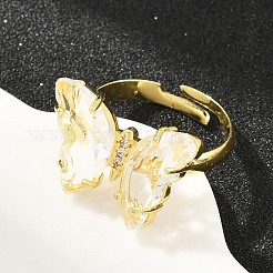Brass Micro Pave Cubic Zirconia Finger Rings&nbsp;GL-CBA65A8-01G-15