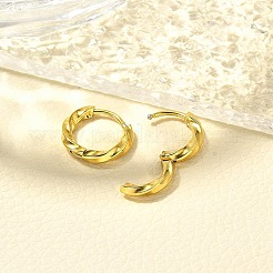 女性用304ステンレスフープピアス  イオンプレーティング（ip）  ツイストリング  14KGP本金メッキ  13x2.5mm&nbsp;EJEW-M068-14G-05