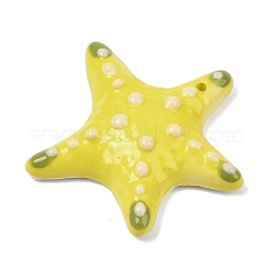 手作りの磁器の大きなペンダント  ヒトデ  きいろ  51x52.50x11mm  穴：1.80mm&nbsp;PORC-D026-01B