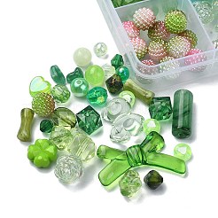 DIYブレスレット作りキット  アクリル＆プラスチックパールビーズを含む  バイコーン & 竹スティック & キューブ & チップス & ベア & ボウコン  グリーン  710個/セット&nbsp;DIY-FS0005-19