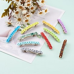 不透明なアクリルツイストチェーンヘア髪留め  ポニーテールホルダーステートメント  女性用ヘアアクセサリー付き  ミックスカラー  82.5x13.5x15mm&nbsp;PHAR-JH00076