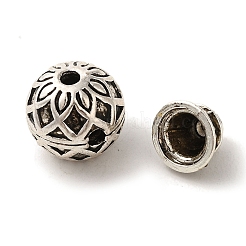 チベットスタイルの合金のグルビーズセット  Tドリルビーズ  3穴ラウンドビーズ  アンティークシルバー  13.5x13mm  穴：2.2mm&nbsp;TIBEP-L021-56AS