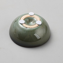 陶器の香炉ホルダー  アロマセラピー炉家の装飾  フラットラウンド  濃い緑  80x31mm&nbsp;AJEW-WH0709-432A