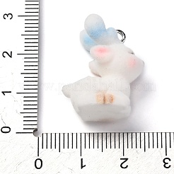 プラチナ鉄ループ付きフロッキーアニマ樹脂ペンダント  兎  23.5x11.5x19mm  穴：1.8mm&nbsp;FIND-S001-13G