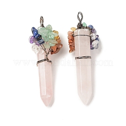 7 Chakra Pointed Natural Rose Quartz Big Pendants&nbsp;G-C012-01R-01