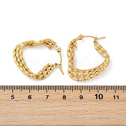 304ステンレススチールフープピアス  イオンプレーティング（ip）  ハート  14KGP本金メッキ  29x26x6mm&nbsp;EJEW-G423-24G