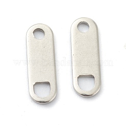 変色しにくい201ステンレススチールチェーンタブ  チェーン延長コネクター  オーバル  11x3.5x0.75mm  穴：1.2mmと2x2.1mm&nbsp;STAS-G245-06B