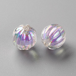 透明なアクリルビーズ  二層ビーズ  ABカラー  カボチャ  ライラック  11x11.5mm  穴：2mm  約550個/500g&nbsp;TACR-S152-07B-SS2114