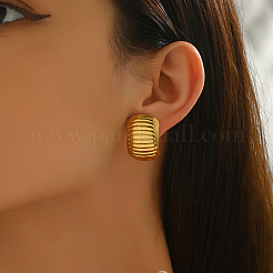 Minimalist Stainless Steel Stripe Oval Stud Earrings&nbsp;UW8798