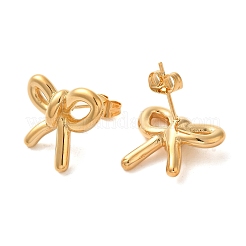 304ステンレススチールイヤリング  蝶結び  18KGP本金メッキ  17x20mm&nbsp;EJEW-E302-01G