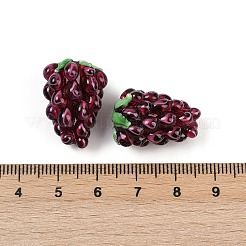 手作りランプワークビーズ  ブドウ  パープル  21~24x15~17mm  穴：1.8mm&nbsp;LAMP-U004-07N