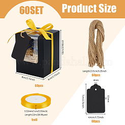 60Pcs Rectangle Cardboard Paper Jewelry Gift Packaging Boxes with Visible Window&nbsp;CON-PH0003-58B