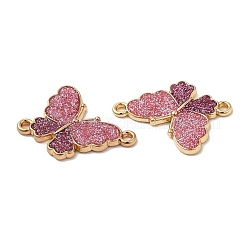 ラックメッキ合金エナメルコネクタチャーム  グリッターパウダーを使用したバタフライリンク  長持ちメッキ  カドミウムフリー＆ニッケルフリー＆鉛フリー  ゴールドカラー  インディアンレッド  14x19.5x2mm  穴：1.3mm&nbsp;ENAM-K069-22G-03