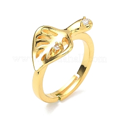 Brass Micro Pave Cubic Zirconia Adjustable Finger Rings&nbsp;RJEW-P185-01G