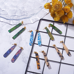 Unnyclue DIY イヤリング作り  酢酸セルロース（樹脂）の大きなペンダント  ピアス  ピアスバックキャッチ  ゴールドカラー&nbsp;DIY-SC0007-84G