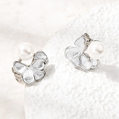 Brass Enamel Stud Earrings&nbsp;KK-CBAB173-02E-P