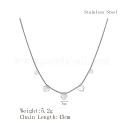 ステンレススチール製ハートペンダントネックレス（女性用、普段使い用）  銀  5インチ（17.72cm）&nbsp;DA3122-1