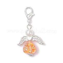 Transparent Resin Heart Angel Pendants Decorations&nbsp;HJEW-JM04141