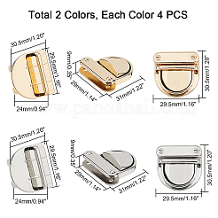 合金バッグツイストロックアクセサリー  ハンドバッグターンロック  プラチナ·ゴールデン  29.5x30.5x24mm  穴：6x25mm  ロック: 8 セット/箱&nbsp;AJEW-PH0017-68