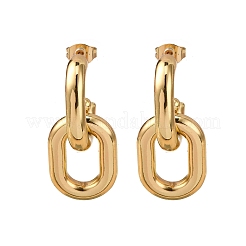 304ステンレススチール製オーバルダングルスタッドピアス  イオンプレーティング（ip）  18KGP本金メッキ  32x14mm&nbsp;EJEW-L304-04G