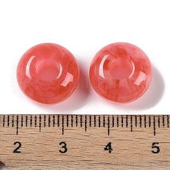 ツートン樹脂ヨーロピアンビーズ  大穴ビーズ  ロンデル  レッド  13.5x8mm  穴：5mm&nbsp;RESI-F055-09F