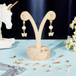 30Pcs 3 Style Ball & Teardrop Brass Stud Earring Findings&nbsp;KK-BC0012-24